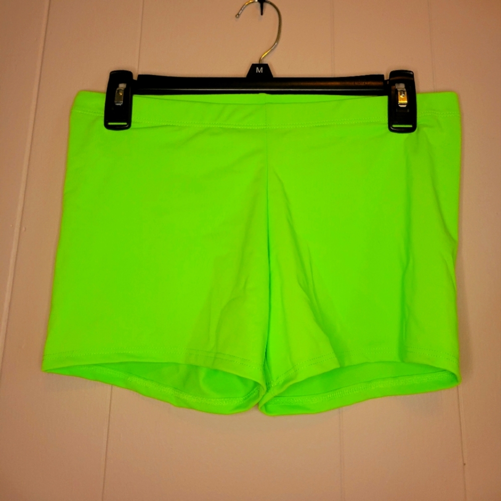 Neon green spandex shorts